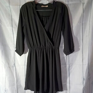 Lush black sheer V-neck dress